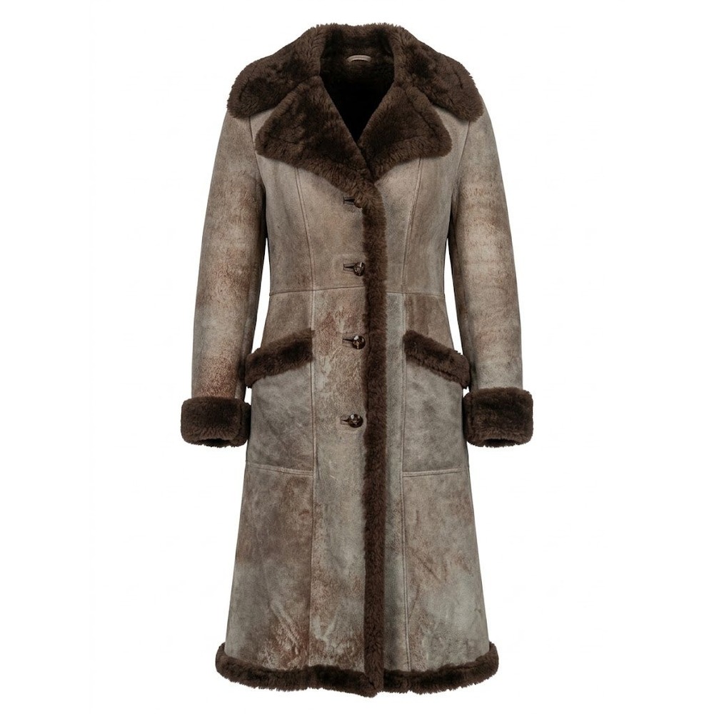 Vintage Faux Shearling Coat Womens Tan Penny Lane Afghan Bohemian 1970s Retro